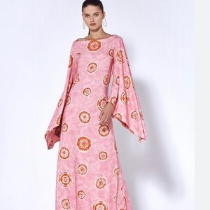 ALEXIS Beauty Dress in Tie-Dye print, size Small, open back, A-line silhouette